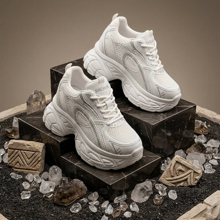 کتونی اسپرت R40 | خرید کفش دخترانه کرم، مشکی و سفید | موروکالکشن