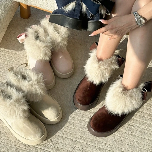 مینی اگ لبه خزدار پاپیونی مورو کالکشن لژ ۳ سانت (سایز ۳۷ تا ۴۰) | Mooro Collection Ugg Boots